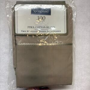 Springmaid Standard/Queen Pima Cotton Blend 300TC Pillowcases (2) Almond Brown
